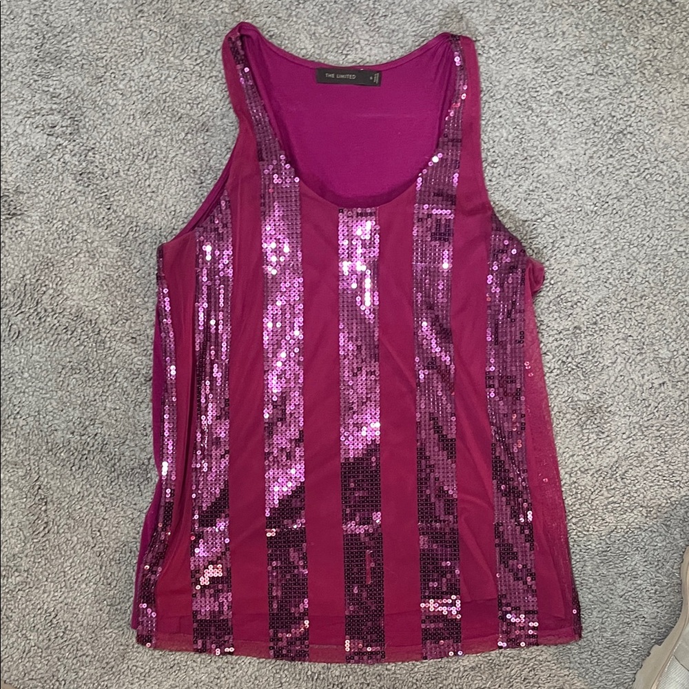 The Limited Fuchsia Sequin Tank Top